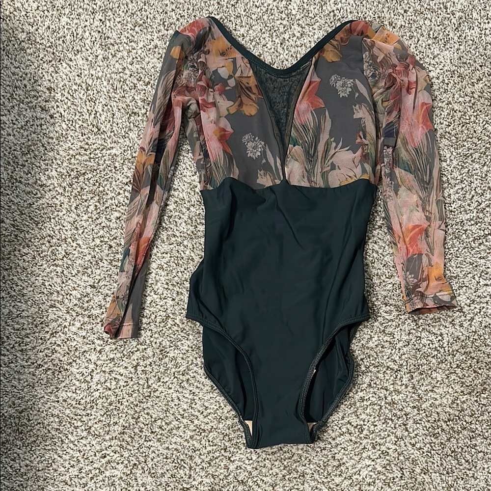 Floral Mesh 3/4 leotard